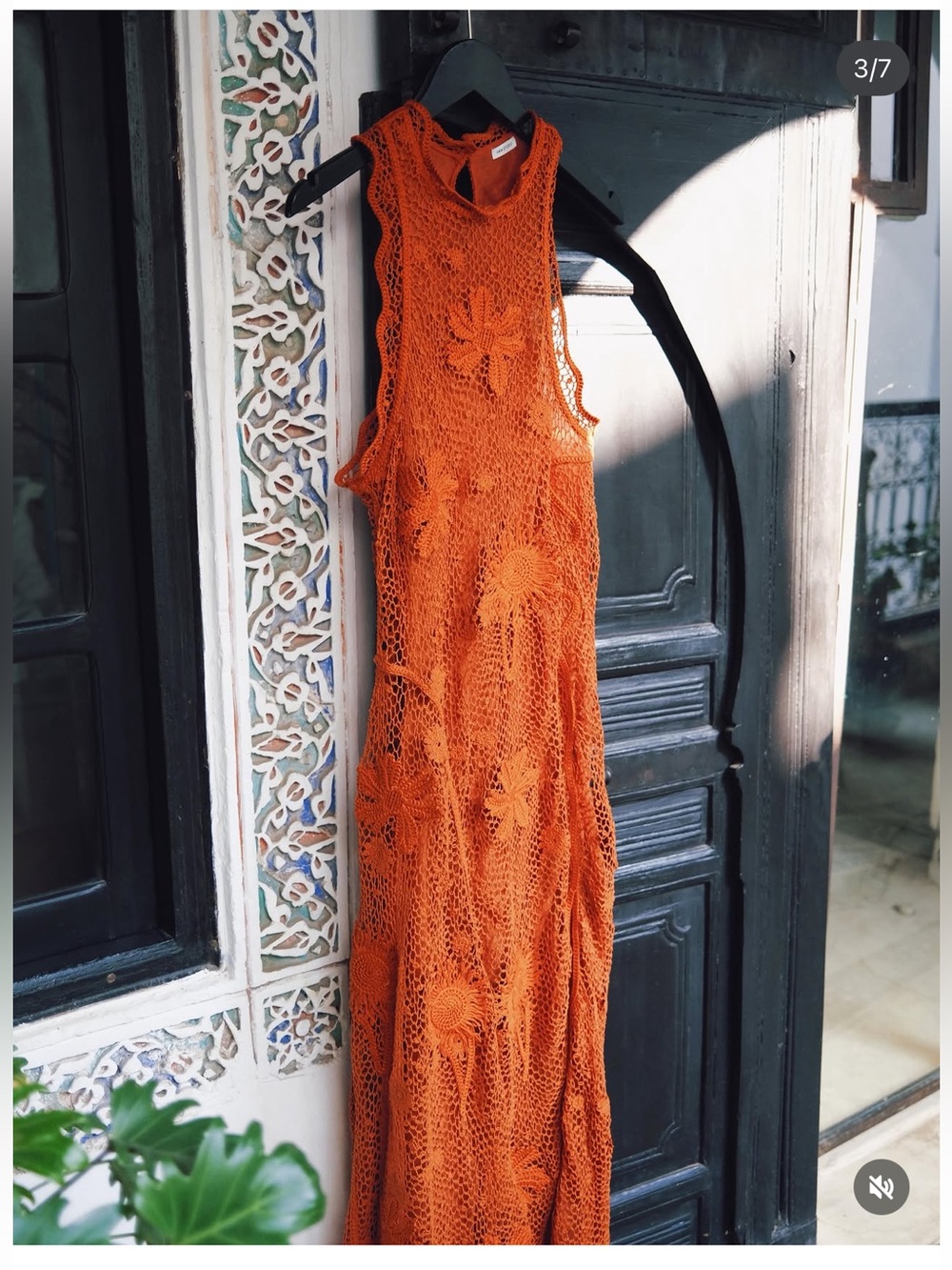 H&M STUDIO RUFFLED CROCHET-LOOK DRESS Orange/Sunflowers - Picture 9 of 16